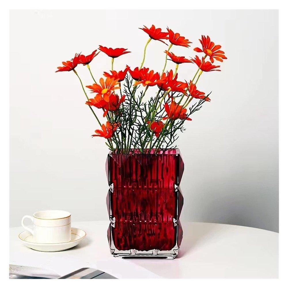 CKKNILV Flower Vase Nordic Style Crystal vase Book Shape Home Room Glass Wave Shape hydroponic Culture Flower Decoration Crystal Craft Ornaments Vase