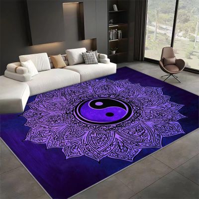 6x8 ft Area Rugs Mandala Print Purple Machine Washable Rug Soft Carpet Low Pile Non Slip Large Rugs for Living Room Bedroom Nursery Office Dining Room Home Deco