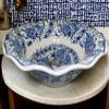 Bathroom Vanity Vessel Blue Sink, Floral Washbasin, Half Bathroom Sink, Pottery Decorative Basin, Ceramic Bath Decor, Remodeling, Midcentury (Diameter: 50 Cm - 20 Inches) view 1