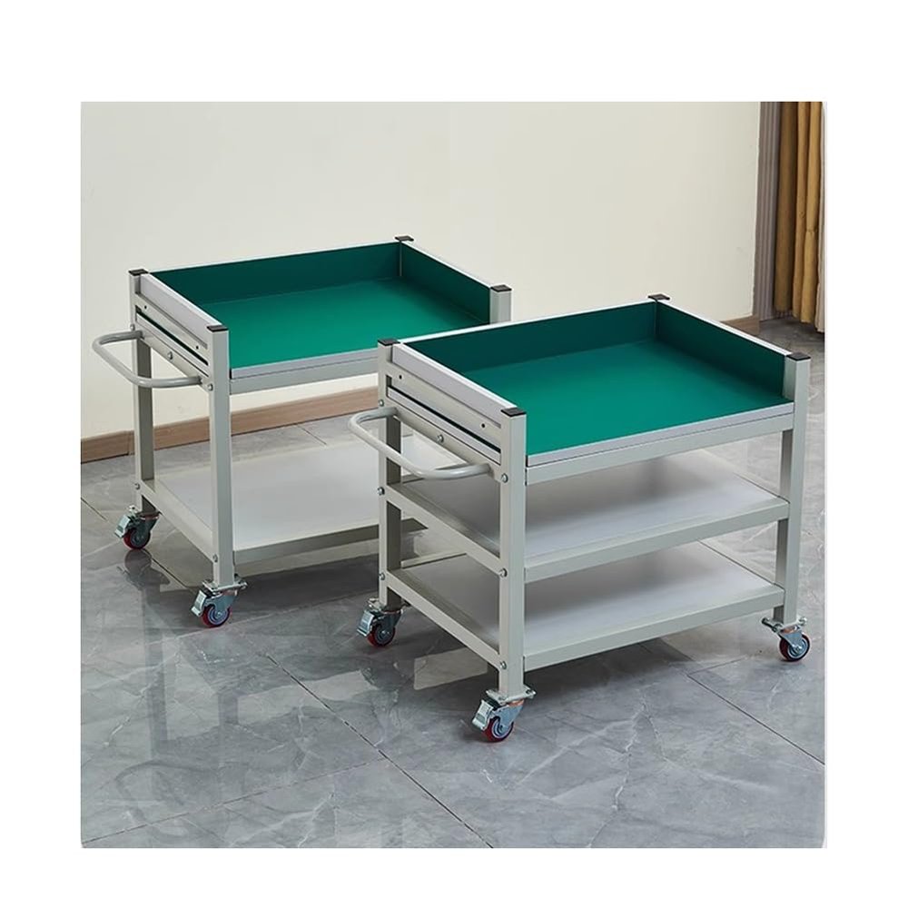 zklaseot Antistatic Movable Workbench, Multi-Layer with Wheels for Workstation Workshop Test Bench Material Handling Trolley(3rd Floor,60X40x75cm)
