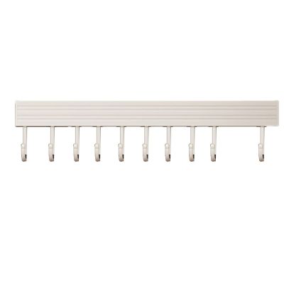 F&Y Wall Mounted Kitchen Hook Rack Space Aluminum Kitchen Utensils Hanger Non Punch Spoon Shovel Chopping Board Storage Rack White (10 Hooks 50cm)