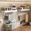 F&Y Wall Mounted Kitchen Hook Rack Space Aluminum Kitchen Utensils Hanger Non Punch Spoon Shovel Chopping Board Storage Rack White (10 Hooks 50cm) view 3