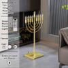 Chabad Style Hanukkah Menorah for Entryway, Living Room, Office, and Kitchen with LED Light Bulbs and Remote Control for Easy Daily Hanukkah Lighting Sequence (Gold, Round Shaped) view 2