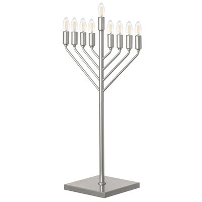 Chabad Style Hanukkah Menorah for Entryway, Living Room, Office, and Kitchen with LED Light Bulbs and Remote Control for Easy Daily Hanukkah Lighting Sequence (Silver, V Shaped)