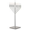 Chabad Style Hanukkah Menorah for Entryway, Living Room, Office, and Kitchen with LED Light Bulbs and Remote Control for Easy Daily Hanukkah Lighting Sequence (Silver, V Shaped) view 1