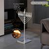 Chabad Style Hanukkah Menorah for Entryway, Living Room, Office, and Kitchen with LED Light Bulbs and Remote Control for Easy Daily Hanukkah Lighting Sequence (Silver, V Shaped) view 2
