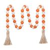 Wood Bead Garland Farmhouse Home Decor Accents Tiered Tray Decoration (Orange & White 36") view 1