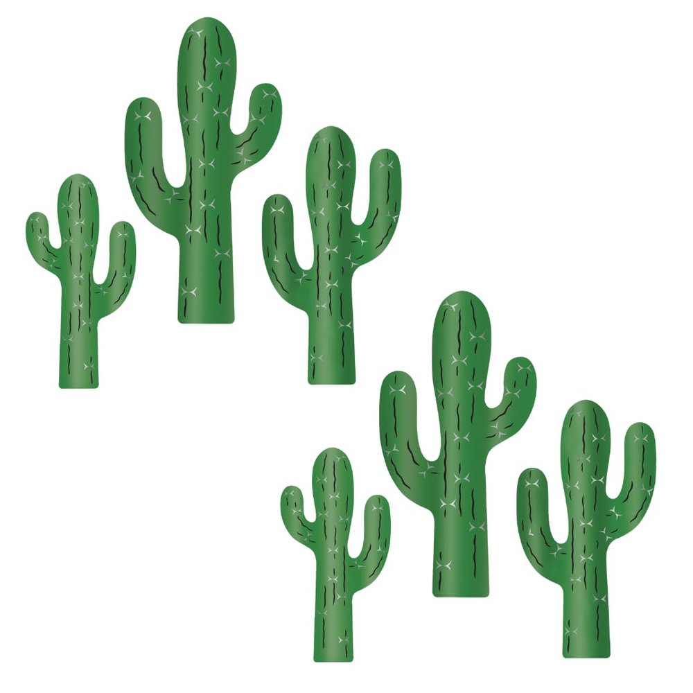 Beistle Foil Cactus Silhouettes, Pack of 6 - Desert Decor Cutouts for Fiesta Party Decorations, Southwestern Theme Events, and Mexican Party Supplies