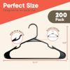 Black Plastic Hangers 200 Pack Heavy-Duty Plastic Hangers Slim and Space-Saving, Durable and Lightweight PP with Non-Slip Shoulder Notches for Slip Dresses, Suits, Jackets & Camisoles view 2