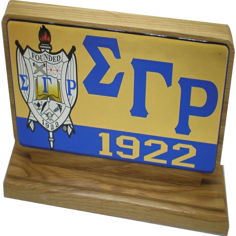 TCEShop Sigma Gamma/ Rho Wood Desk Top Founders Piece [Brown - 11" x 5.5"] - ID#143738