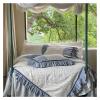 GLAMDIA Nature Wrinkled Washed Cotton Lavender Violet Bedding Set Chic Wide Edge Super Soft Comfy Duvet Cover Bed Sheet Pillowcases,Bed view 1