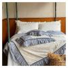 GLAMDIA Nature Wrinkled Washed Cotton Lavender Violet Bedding Set Chic Wide Edge Super Soft Comfy Duvet Cover Bed Sheet Pillowcases,Bed view 2