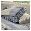 GLAMDIA Nature Wrinkled Washed Cotton Lavender Violet Bedding Set Chic Wide Edge Super Soft Comfy Duvet Cover Bed Sheet Pillowcases,Bed view 3