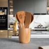 11 PCS WOSPONFAN Kitchen Utensils Set - Wooden Spoons for Cooking, Natural Beech Wood Wooden Utensils - Includes Wooden Spoons, Spatula Set, Slotted Spoon - Handmade Wooden Spoon Set view 2