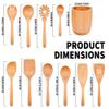 11 PCS WOSPONFAN Kitchen Utensils Set - Wooden Spoons for Cooking, Natural Beech Wood Wooden Utensils - Includes Wooden Spoons, Spatula Set, Slotted Spoon - Handmade Wooden Spoon Set view 3