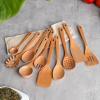 11 PCS WOSPONFAN Kitchen Utensils Set - Wooden Spoons for Cooking, Natural Beech Wood Wooden Utensils - Includes Wooden Spoons, Spatula Set, Slotted Spoon - Handmade Wooden Spoon Set view 4