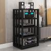 YHWKGZ Media Stand, Height Adjustable Audio Rack, Metal Steel Frame, 5-Layer Multimedia Storage Cabinet, Suitable for PS4/Cable Box Player/Game Console(Black) view 1