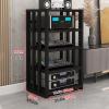 YHWKGZ Media Stand, Height Adjustable Audio Rack, Metal Steel Frame, 5-Layer Multimedia Storage Cabinet, Suitable for PS4/Cable Box Player/Game Console(Black) view 2
