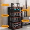 YHWKGZ Media Stand, Height Adjustable Audio Rack, Metal Steel Frame, 5-Layer Multimedia Storage Cabinet, Suitable for PS4/Cable Box Player/Game Console(Black) view 4