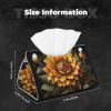 Tissue Box Cover PU Leather Rectangular Tissue Box Sunflower Tissue Holder Napkin Dispenser Decorative Tissue Box Holder Paper Holder for Bathroom Office 7.9" L x 4.9" W x 4.5" H view 2