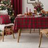 Heavyoff Rectangle Checkered Tablecloth Polyester Fabric Farmhouse Table Cover for Dining, Party, Buffet, Wedding, Red, 55"x118" view 2
