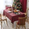 Heavyoff Rectangle Checkered Tablecloth Polyester Fabric Farmhouse Table Cover for Dining, Party, Buffet, Wedding, Red, 55"x118" view 3