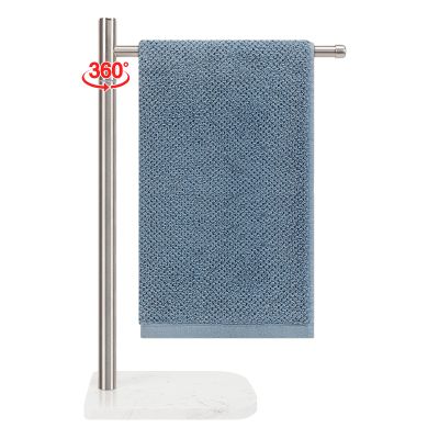 BathAce Hand Towel Holder, L-Shape Hand Towel Stand with Marble Base, Stainless Steel Swivel Hand Towel Rack Bar Standing for Bathroom Kitchen Countertop, 1 Arm (Brushed Nickel)