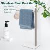 BathAce Hand Towel Holder, L-Shape Hand Towel Stand with Marble Base, Stainless Steel Swivel Hand Towel Rack Bar Standing for Bathroom Kitchen Countertop, 1 Arm (Brushed Nickel) view 3