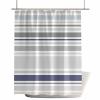 Anzona Gray Navy Blue Striped Waterproof Shower Curtains Set - Standard 72 x 72 Inch, Abstract Art Rustic Stripes Polyester Fabric Bathroom Curtain with 12 Hooks, Bathroom Accessories, 1 Panel view 2