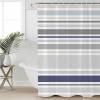 Anzona Gray Navy Blue Striped Waterproof Shower Curtains Set - Standard 72 x 72 Inch, Abstract Art Rustic Stripes Polyester Fabric Bathroom Curtain with 12 Hooks, Bathroom Accessories, 1 Panel view 3