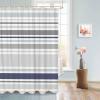 Anzona Gray Navy Blue Striped Waterproof Shower Curtains Set - Standard 72 x 72 Inch, Abstract Art Rustic Stripes Polyester Fabric Bathroom Curtain with 12 Hooks, Bathroom Accessories, 1 Panel view 4