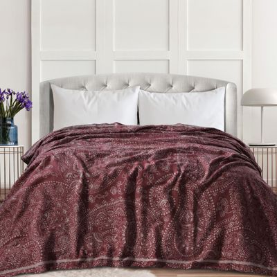 Tribeca Living Organic Cotton King Oversized Blanket, Soft and Cozy, Yarn Dyed, Fade Resistant, Paisley