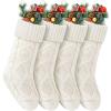 VIBILIA Christmas Stockings 4 Pack, 18 Inches Large Size Knitted Xmas Stocking for Fireplace, Holiday Party Decorations (White) view 1