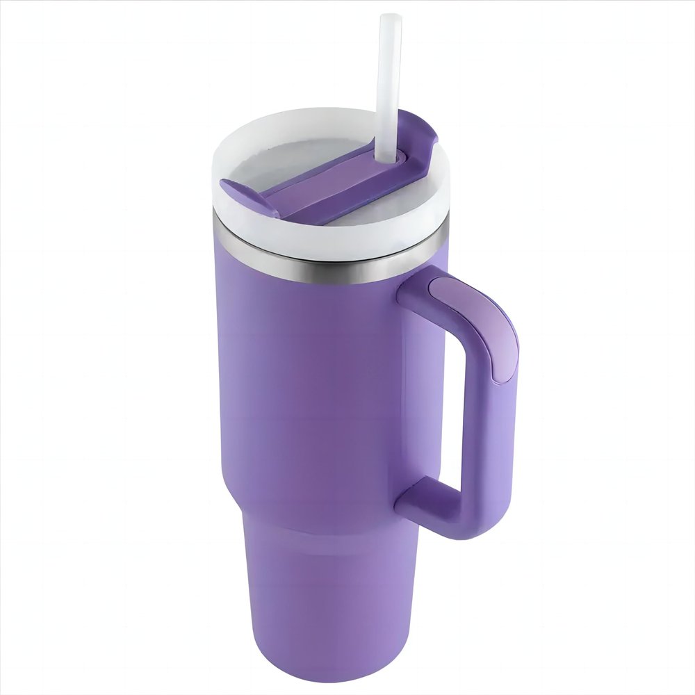 40 oz Stainless Steel cup,vaso de acero inoxidable, colddrinks, hot drinks,coffee cup for travel,car cup holder friendly,cup whit lid and straw,spill proof cup (deep lilac)