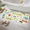 DYNH Mid Century Modern Abstract Geometric Bath Mat, Teal Blue Retro Grid Starbursts 19X31IN view 2