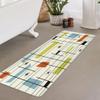 DYNH Mid Century Modern Abstract Geometric Bath Mat, Teal Blue Retro Grid Starbursts 19X31IN view 3