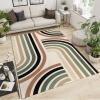 2x4 Runner Rug Retro Abstract Boho Rugs for Entryway, Geometric Rainbow Stripes Mid Century Washable Kitchen Rugs Soft Non Slip Anti Fatigue for Sink Laundry Indoor Hallways view 2