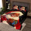Santa Claus Kids Bedspread Queen Size,Xmas Snowflake Starry Sky Christmas Poinsettia Coverlet Set,Boys Girls Room Decor,Afro American Black People Quilted Coverlet,Red Bedding Quilt,2 Pillowcases view 1