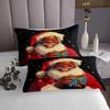 Santa Claus Kids Bedspread Queen Size,Xmas Snowflake Starry Sky Christmas Poinsettia Coverlet Set,Boys Girls Room Decor,Afro American Black People Quilted Coverlet,Red Bedding Quilt,2 Pillowcases view 3