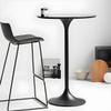 KWOKING Round Scandinavian Bar Table with Metal Pedestal Base & Easy Assembly - Without Chairs High Bar Table Round Table Cocktail Table Balcony Wood Bar Table Black 31.5" L x 31.5" W x 41.3" H view 1
