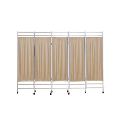 Folding Partition Privacy Screen Portable Room Divider Panel with Sunshade and Metal Frame for Bedroom, Dining Room, Office, Hospital(Marrom,250X180CM)