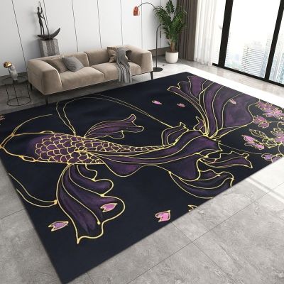 2x4 Runner Rug Chinese Style Rugs for Entryway, Watercolor Painting Art Koi Fish Washable Kitchen Rugs Soft Non Slip Anti Fatigue for Sink Laundry Indoor Hallways