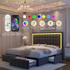 GEGOFORU Full Bed Frame with LED Lighting and Storage Drawers, No Box Spring Needed, Supports 900 lbs, Easy Assembly, Quiet and Sturdy Design, Velvet Gray view 2