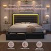 GEGOFORU Full Bed Frame with LED Lighting and Storage Drawers, No Box Spring Needed, Supports 900 lbs, Easy Assembly, Quiet and Sturdy Design, Velvet Gray view 3