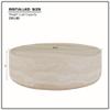 35.43" Marble Travertine Round Drum Coffee Table for Living Room, Modern Circle Center Side Table End Table for Living Room, Apartment, Office, No Need Assembly, Marble Stone Shape view 2