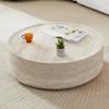 35.43" Marble Travertine Round Drum Coffee Table for Living Room, Modern Circle Center Side Table End Table for Living Room, Apartment, Office, No Need Assembly, Marble Stone Shape view 4
