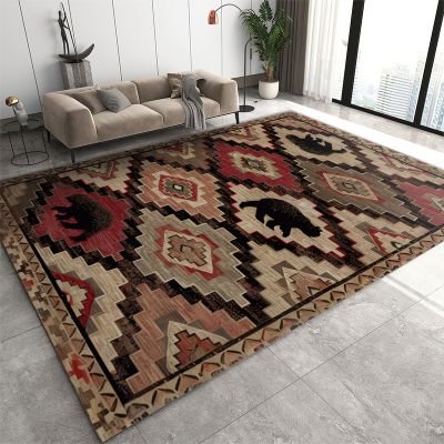 2x4 Runner Rug Retro Geometric Ethnic Rugs for Entryway, Abstract Animal Bear Washable Kitchen Rugs Soft Non Slip Anti Fatigue for Sink Laundry Indoor Hallways