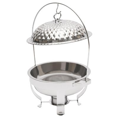 GXFCHYL 4.5L/4.76Qt Round Chafing Dishes for Buffet Warmer,Stainless Steel Hanging Lid Dining Stove Set,Buffet Servers and Warmers Set Warming Tray for Home Wedding Parties Events (Silver)