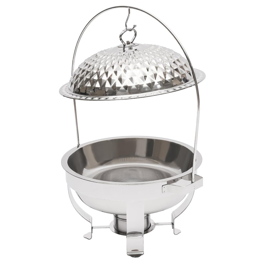 GXFCHYL 4.5L/4.76Qt Round Chafing Dishes for Buffet Warmer,Stainless Steel Hanging Lid Dining Stove Set,Buffet Servers and Warmers Set Warming Tray for Home Wedding Parties Events (Silver)