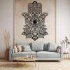 Hamsa Hand Metal Wall Decor, Hamsa Wall Art, Metal Lotus Flower Wall Art, Jewish Art, Spiritual Wall Decor, Meditation Wall Art, Zen Wall Decor, Zen Home Decor, Spiritual Gift (Gold, 39"x59"|100x150cm) view 3